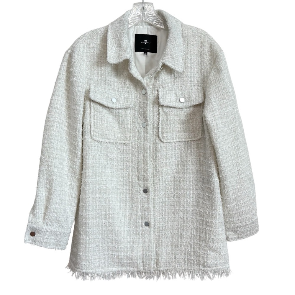 7 For All Mankind White Tweed Jacket Sz S NWOT